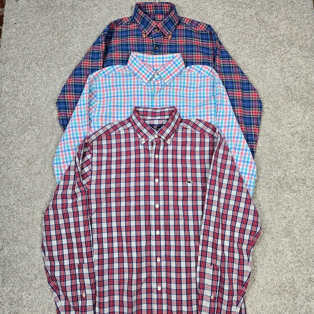 Vineyard Vines Shirts Mens Medium Whale Shirts Long Sleeve Button Up Lot of 3